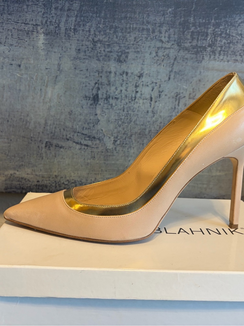 Manolo Blahnik Nude & Gold Pumps β Size 10 - Picture 15 of 16